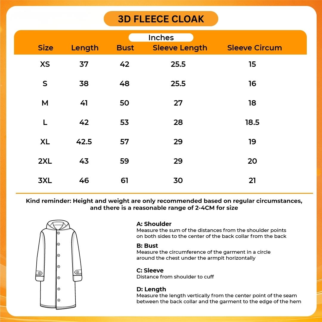 Product size chart