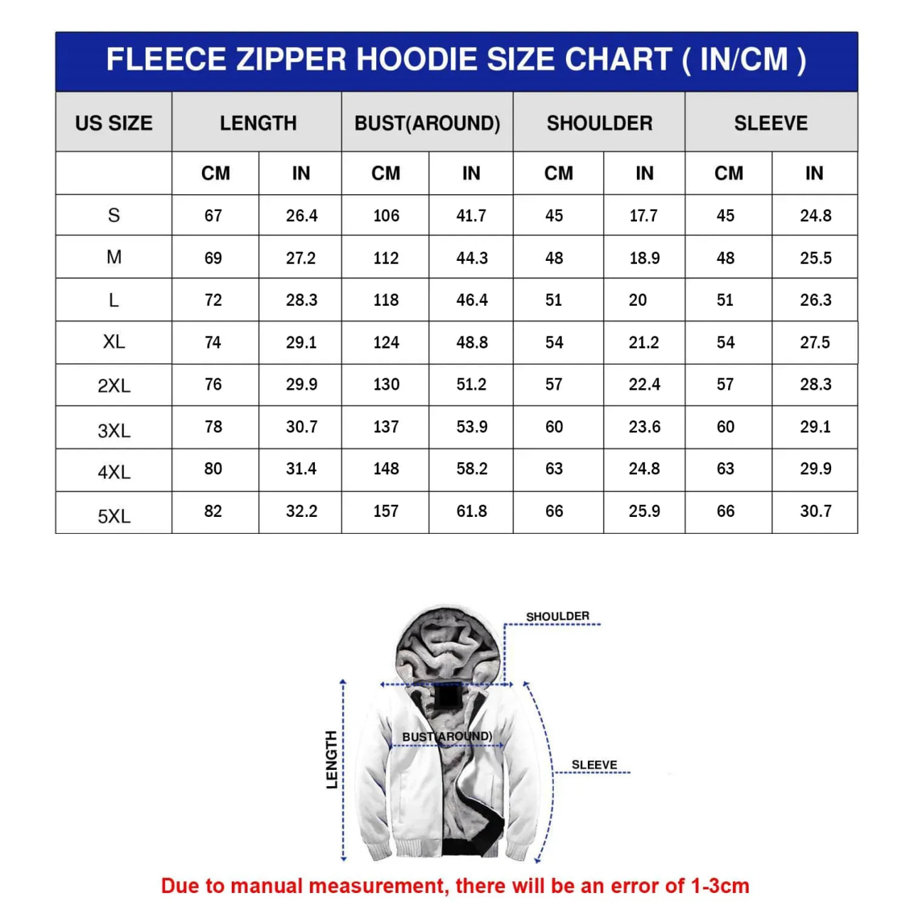 Product size chart