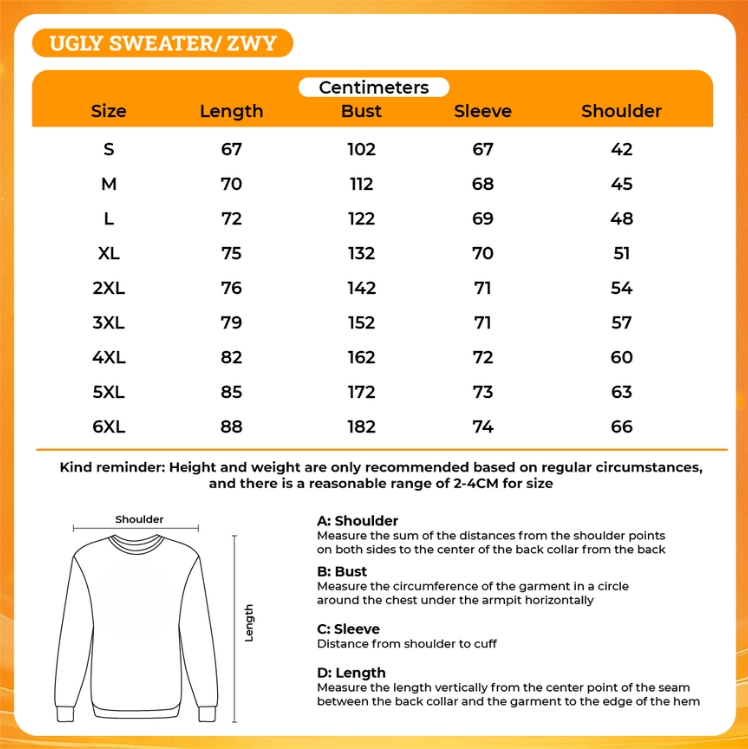 Product size chart